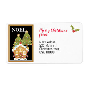 Gingerbread House & Christmas Trees Label
