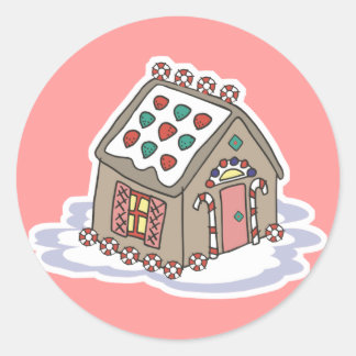 gingerbread house classic round sticker