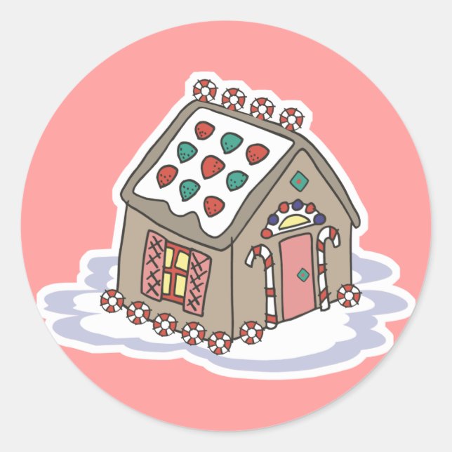 gingerbread house classic round sticker (Front)
