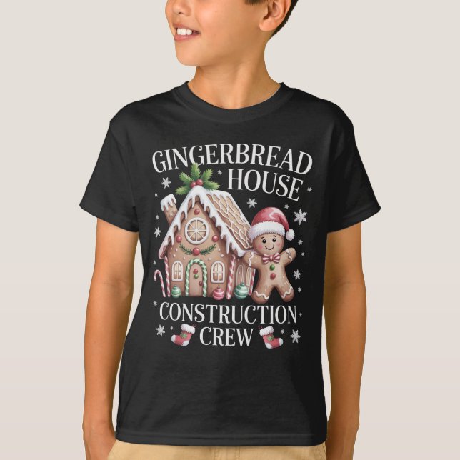Gingerbread House Construction Crew - Christmas T-Shirt (Front)
