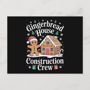 Gingerbread House Construction Crew Christmas Xmas Holiday Postcard