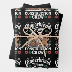 Gingerbread House Construction Crew Christmas Xmas Wrapping Paper Sheets