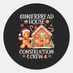 Gingerbread House Construction Crew Cookies Baking Classic Round Sticker