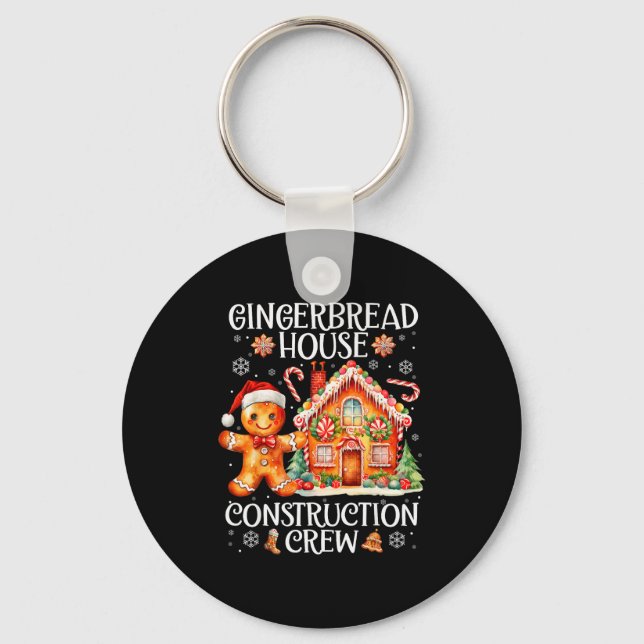 Gingerbread House Construction Crew Cookies Baking Keychain (Front)