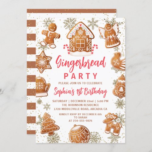 Gingerbread House Cookie Decorating Birthday Invit Invitation