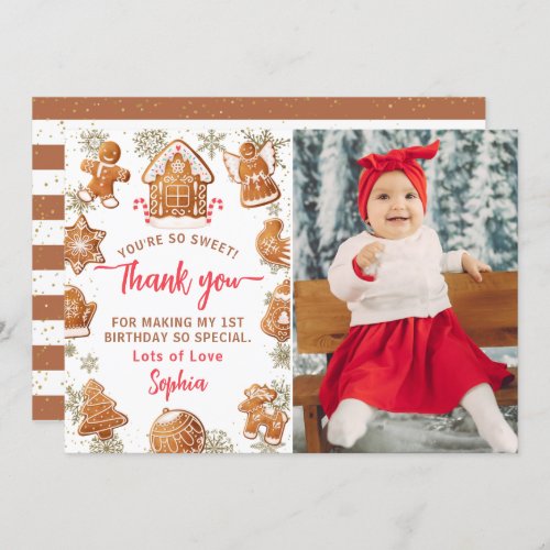 Gingerbread House Cookie Decorating Birthday Photo Thank You Card