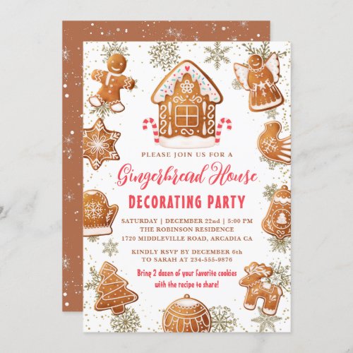 Gingerbread House Cookie Decorating Party Holiday Invitation