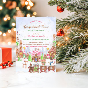 Gingerbread House Cookie Decorating Party Invitation