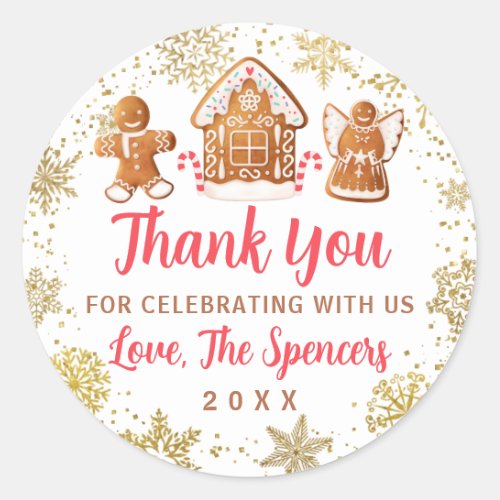 Gingerbread House Cookie Decorating Thank You Classic Round Sticker