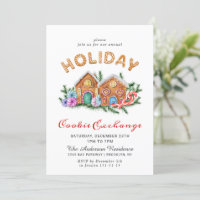 Gingerbread House Cookie Exchange Christmas Invitation