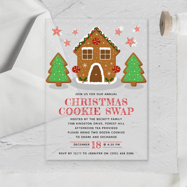 Gingerbread House Cookie Exchange Christmas Party Acrylic Invitations (Creator Uploaded)