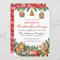 Gingerbread House Cookie Exchange Christmas Party Invitation