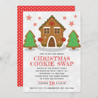 Gingerbread House Cookie Exchange Christmas Party Invitation