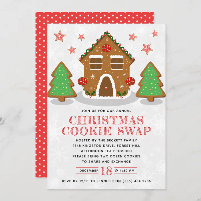 Christmas Gingerbread House Cookie Exchange Christmas Party Invitation 