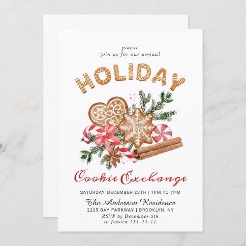 Gingerbread House Cookie Exchange Christmas Party Invitation