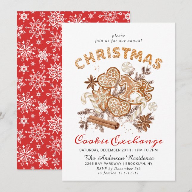 Gingerbread House Cookie Exchange Christmas Party Invitation (Front/Back)