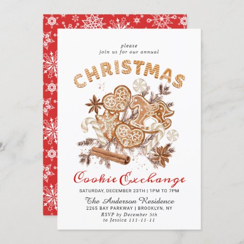 Gingerbread House Cookie Exchange Christmas Party Invitation