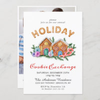 Gingerbread House Cookie Exchange Christmas Party Invitation