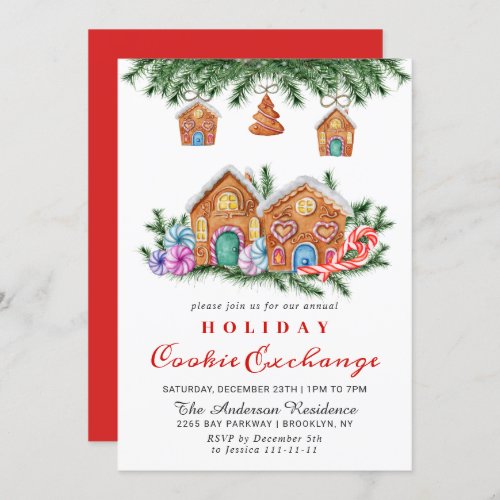 Gingerbread House Cookie Exchange Christmas Party Invitation