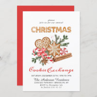 Gingerbread House Cookie Exchange Christmas Party Invitation