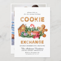 Gingerbread House Cookie Exchange Christmas Party Invitation