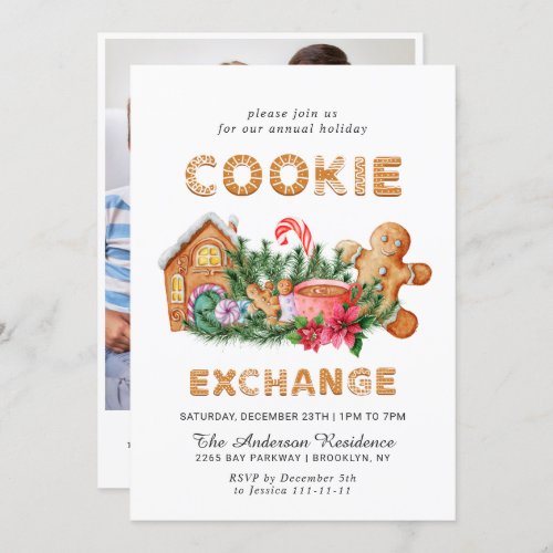 Gingerbread House Cookie Exchange Christmas Party Invitation