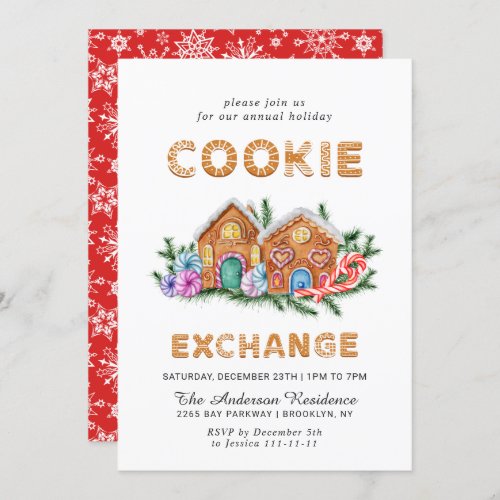 Gingerbread House Cookie Exchange Christmas Party Invitation