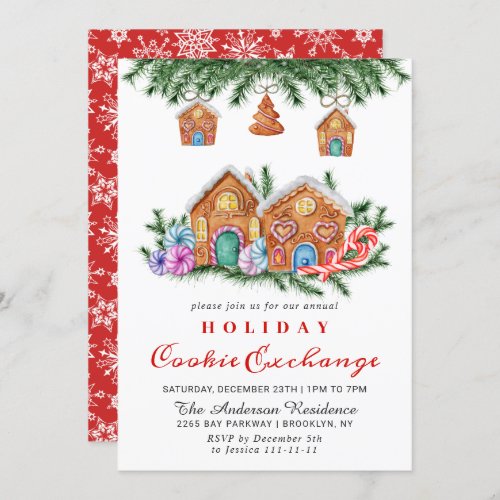 Gingerbread House Cookie Exchange Christmas Party Invitation