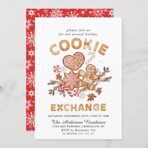 Gingerbread House Cookie Exchange Christmas Party Invitation