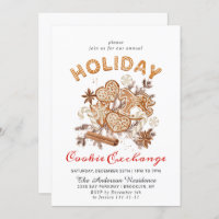 Gingerbread House Cookie Exchange Christmas Party Invitation