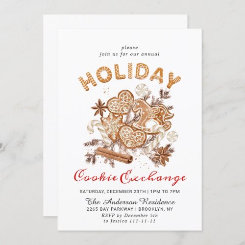 Gingerbread House Cookie Exchange Christmas Party Invitation