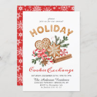 Gingerbread House Cookie Exchange Christmas Party Invitation