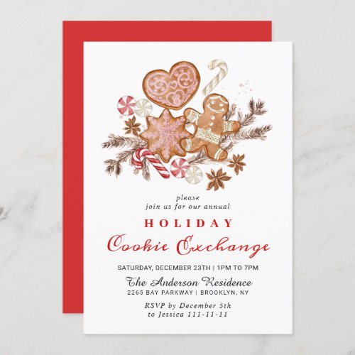 Gingerbread House Cookie Exchange Christmas Party Invitation