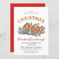 Gingerbread House Cookie Exchange Christmas Party Invitation