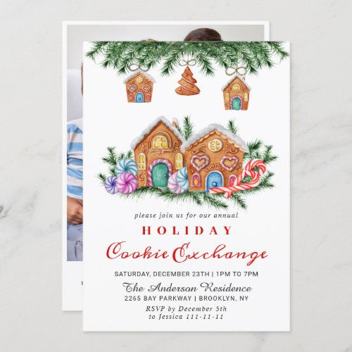 Gingerbread House Cookie Exchange Christmas Party Invitation