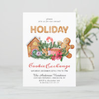 Gingerbread House Cookie Exchange Christmas Party Invitation