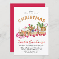 Gingerbread House Cookie Exchange Christmas Party Invitation