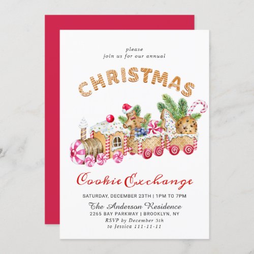 Gingerbread House Cookie Exchange Christmas Party Invitation