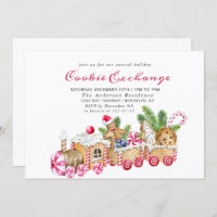 Gingerbread House Cookie Exchange Christmas Party Invitation