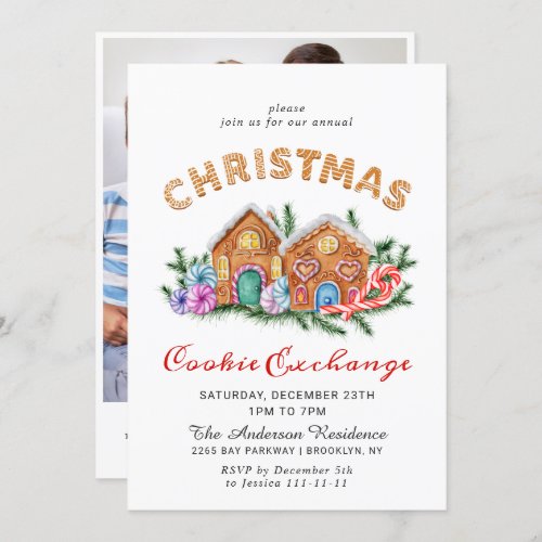 Gingerbread House Cookie Exchange Christmas Party Invitation