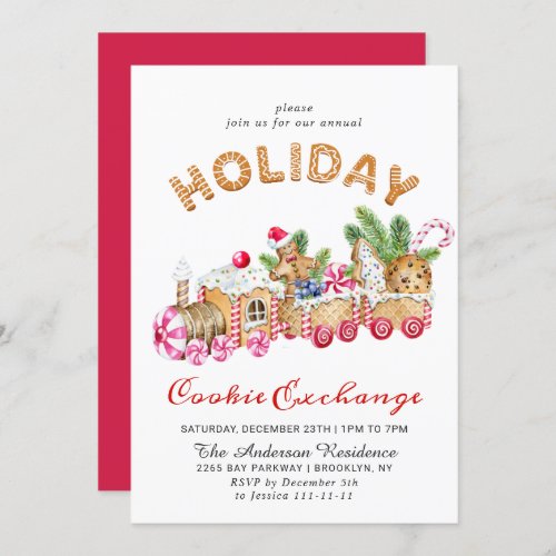 Gingerbread House Cookie Exchange Christmas Party Invitation