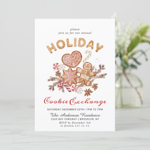 Gingerbread House Cookie Exchange Christmas Party Invitation