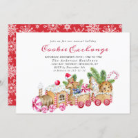 Gingerbread House Cookie Exchange Christmas Party Invitation