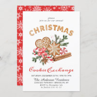 Gingerbread House Cookie Exchange Christmas Party Invitation