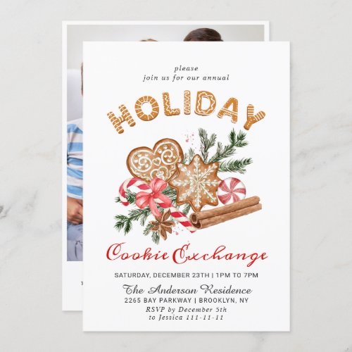 Gingerbread House Cookie Exchange Christmas Party Invitation