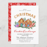 Gingerbread House Cookie Exchange Christmas Party Invitation