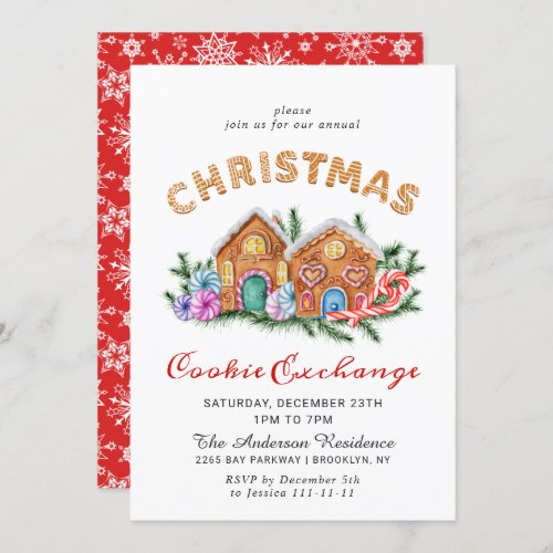 Gingerbread House Cookie Exchange Christmas Party Invitation