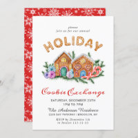 Gingerbread House Cookie Exchange Christmas Party Invitation