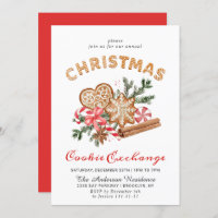 Gingerbread House Cookie Exchange Christmas Party Invitation