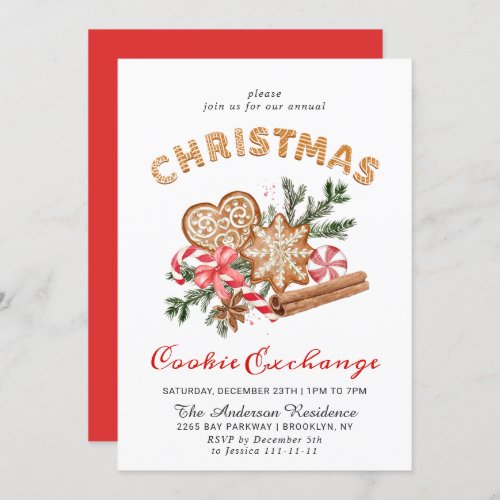 Gingerbread House Cookie Exchange Christmas Party Invitation